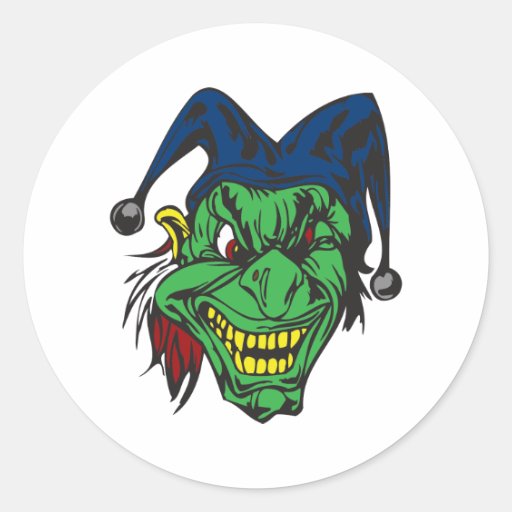 Green Scary Jester Classic Round Sticker Zazzle