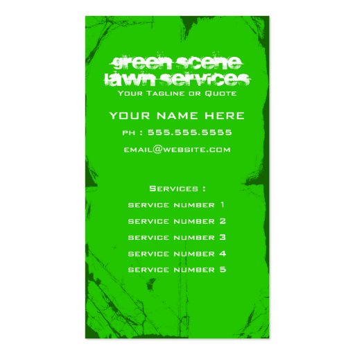 green scene grunge business card (back side)