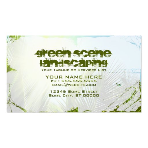 green scene landscaping business card (front side)