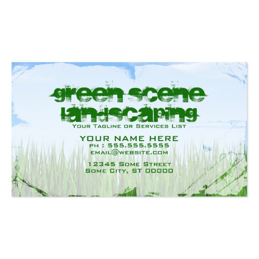 green scene landscaping business card (back side)