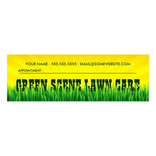 green scene lawn care appointment card business card template