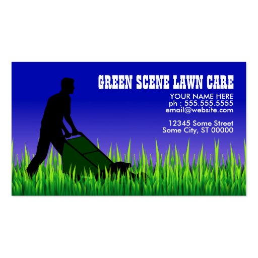 green scene lawn care business cards (front side)