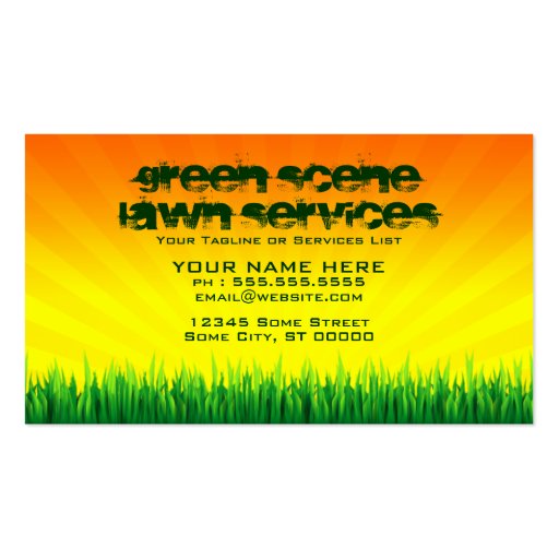 green scene lawn services business card (front side)