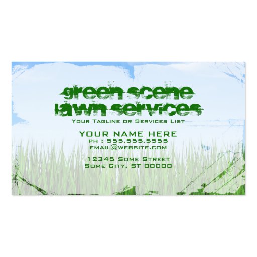 green scene lawn services business cards (front side)