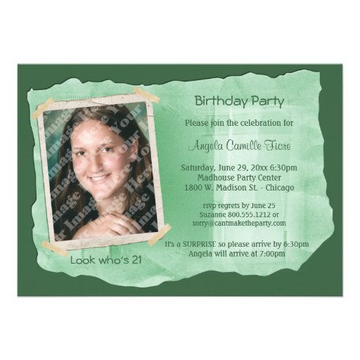 Green Scrapbook Photo Surprise Party Invite