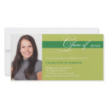 Green script class of graduation announcement photo cards