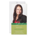 Green script class of graduation announcement photocard