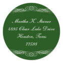 Green script elegant scroll holiday address label sticker