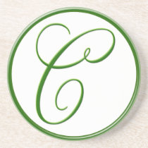 Green Script Monogram C coasters