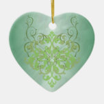 Green Scroll Heart Ornament