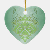 Green Scroll Heart Ornament