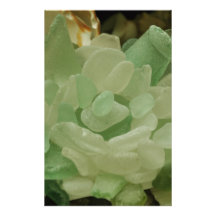 Green Sea Glass Flower Custom Stationery