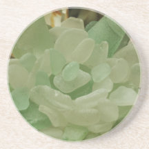 Green Sea Glass Flower Drink Coasters