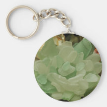 Green Sea Glass Flower Keychains