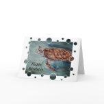 Green Sea Turtle bubbles Birthday Card