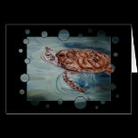 Green Sea Turtle bubbles Blank Card cards