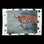 Green Sea Turtle Bubbles kitchen towels