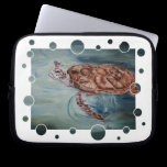 Green Sea Turtle Bubbles laptop sleeves