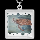 Green Sea Turtle Bubbles Necklace necklaces
