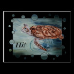 Green Sea Turtle bubbles Postcard postcards