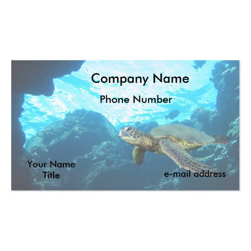 Green Sea Turtle Business Card Template (front side)
