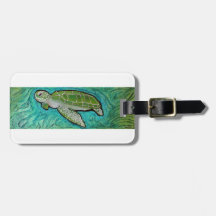 Green Sea Turtle Luggage Tag