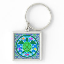 Green Sea Turtle Square Keychain