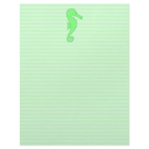 Green Seahorse on Light Green Stripes. Letterhead Template