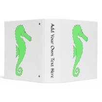Green Seahorse on White Binders