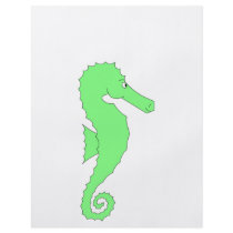 Green Seahorse on White Personalized Flyer