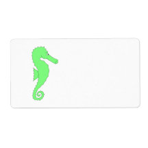 Green Seahorse on White Personalized Shipping Label