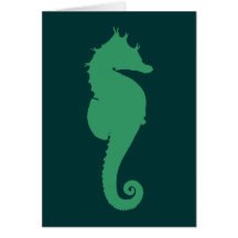 Green Seahorse Silhouette Card