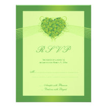 Green shamrock clovers heart wedding RSVP card