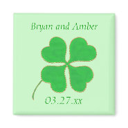 Green Shamrock Gold Dots, Save the date Magnets magnet