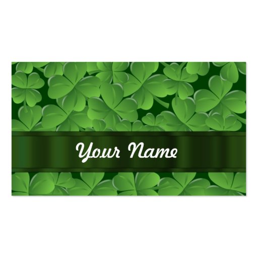 Green shamrock pattern business card (front side)