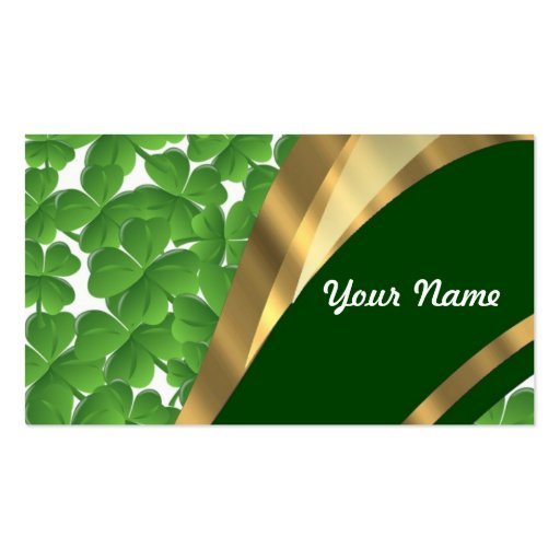 Green shamrock pattern business card templates (front side)