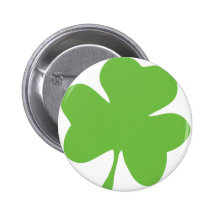 green shamrock pinback button