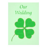Green Shamrock with with gold dots, Wedding Invite invitations