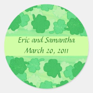 Green Shamrocks Collage, Save the date stickers