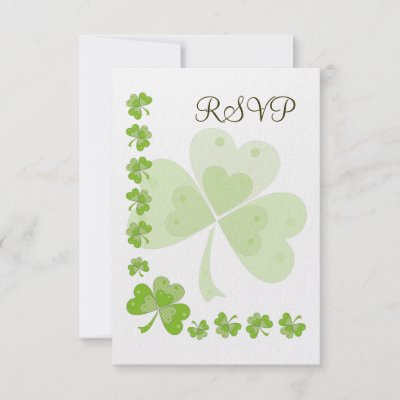 Green Shamrocks Irish Wedding RSVP Card 1 Invites by dlgray