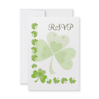 Green Shamrocks Irish Wedding RSVP Card #1 zazzle_invitation