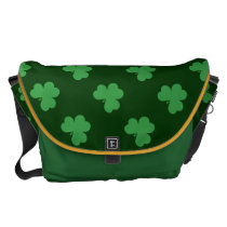 Green Shamrocks on Dark Green Large Messenger Bag messenger bags