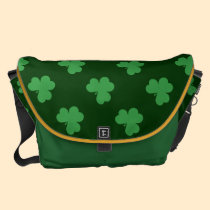 Green Shamrocks on Dark Green Large Messenger Bag