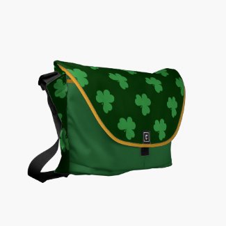 Green Shamrocks on Dark Green Medium Messenger Bag