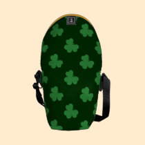 Green Shamrocks on Dark Green Mini Messenger Bag