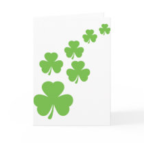 green shamrocks rain greeting card