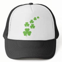 green shamrocks rain trucker hat