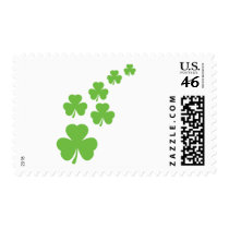 green shamrocks rain postage stamp