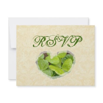 Green Shamrocks RSVP Wedding invitation