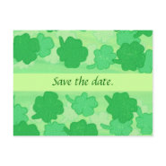 Green Shamrocks Wedding Save the date Postcards postcard